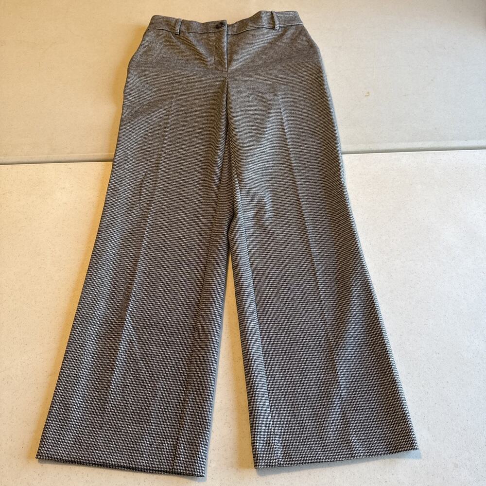 Hilary Radley Stretch Brushed Trousers Size 6 Houndstooth Plaid Wide Leg NWT